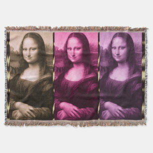 Mona Lisa Animal Print Purple Pink Chocolate Throw Blanket