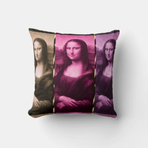 Mona Lisa Animal Print Purple Pink Chocolate Throw Pillow