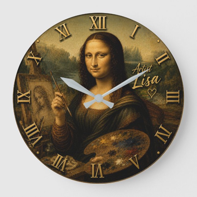 Mona Lisa Artist Funny Fine Art Painter  Large Clock (Front)