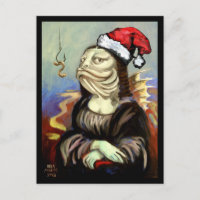 Mona Lisa as a Fish in a Santa Hat