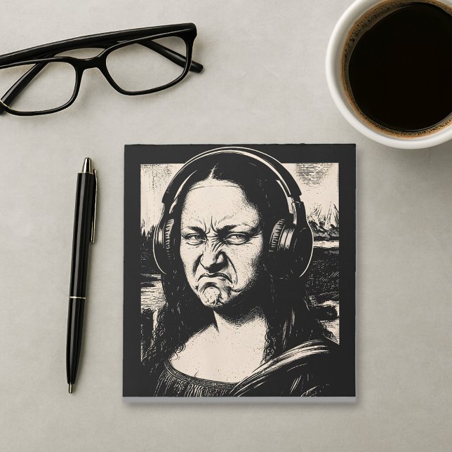 Mona Lisa Bass Face Funny Music Lovers DJs Notepad (Creator Uploaded)