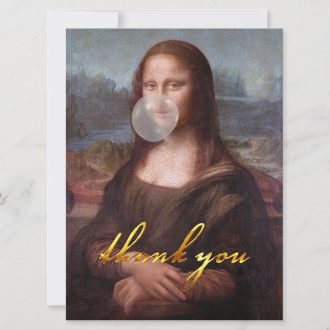 Mona Lisa blowing a gray bubble gum (Front)