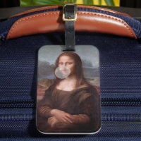 Mona Lisa blowing gray bubble gum
