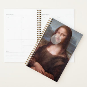 Mona Lisa blowing grey bubble gum Planner