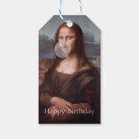 Mona Lisa blowing gum Happy birthday