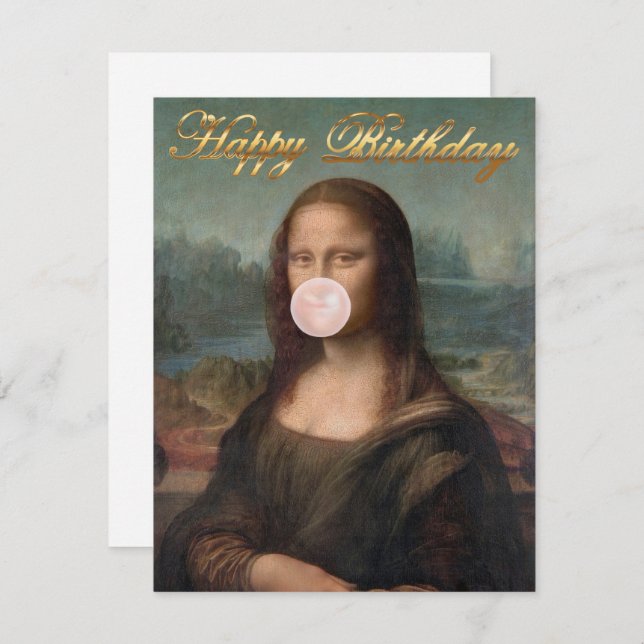 Mona Lisa Blowing Pink Bubble gum  (Front/Back)