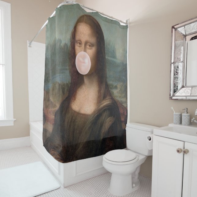 Mona Lisa Blowing Pink Bubble gum  (In Situ)