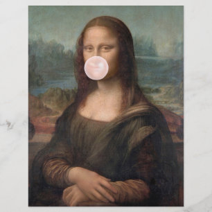 Mona Lisa Blowing Pink Bubble gum