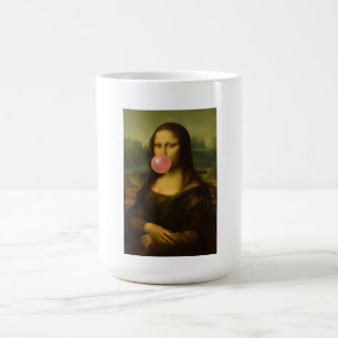 Mona Lisa Blowing Pink Bubble Gum Coffee Mug