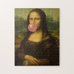 Mona Lisa Blowing Pink Bubble Gum Jigsaw Puzzle
