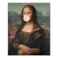 Mona Lisa Blowing Pink Bubble gum