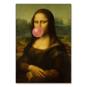 Mona Lisa Blowing Pink Bubble Gum Table Number