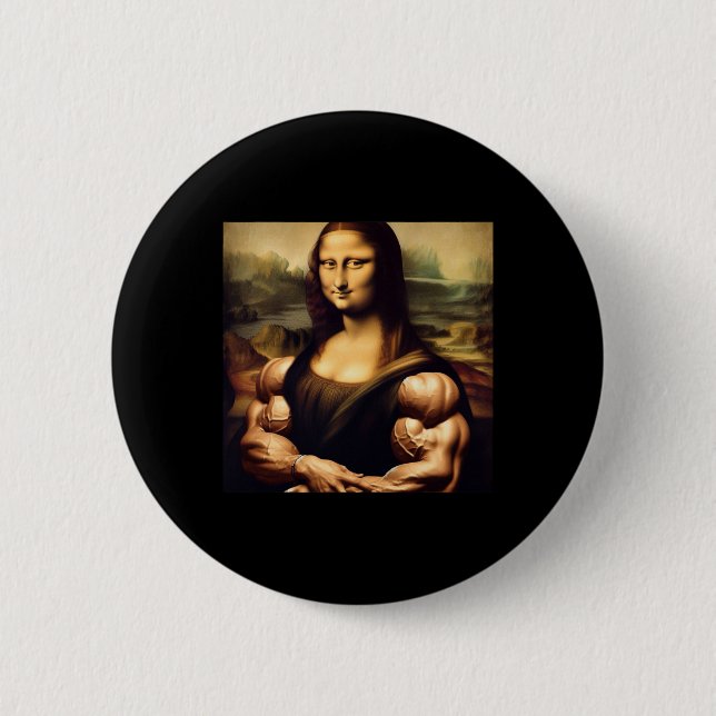 Mona Lisa Bodybuilding Funny Gift  2 Inch Round Button (Front)