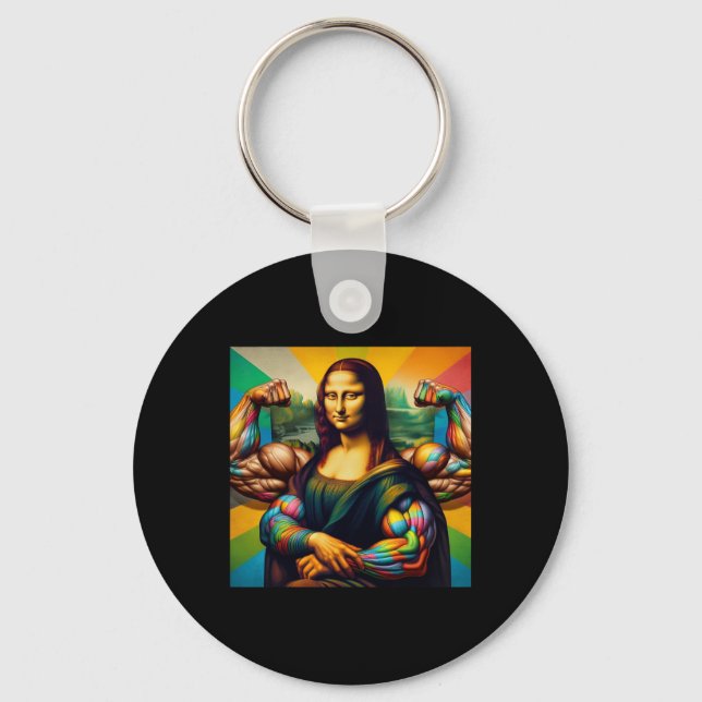 Mona Lisa Bodybuilding Funny Gift 2  Keychain (Front)