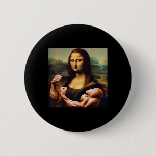 Mona Lisa Bodybuilding Funny Gift 3  2 Inch Round Button