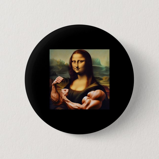 Mona Lisa Bodybuilding Funny Gift 3  2 Inch Round Button (Front)