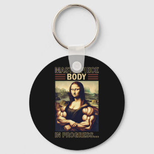 Mona Lisa Bodybuilding Muscle Gym Weightlifting Wo Keychain