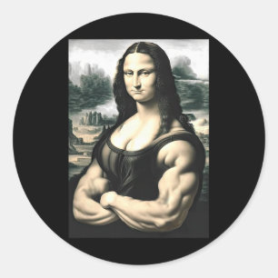 Mona Lisa Bodybuilding Parody Leonardo Da Vinci Me Classic Round Sticker