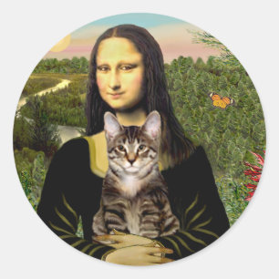 Mona Lisa - Brown Tabby Tiger cat Classic Round Sticker