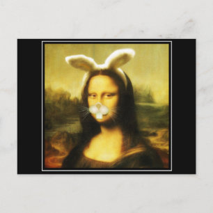 Mona Lisa Bunny Ears Easter Holiday Postcard
