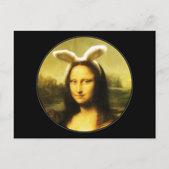 Mona Lisa Bunny Ears Easter Holiday Postcard (Front)