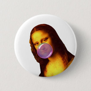 Mona Lisa Chewing gum Bubble 2 Inch Round Button