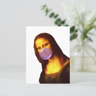Mona Lisa Chewing gum Bubble Holiday Postcard
