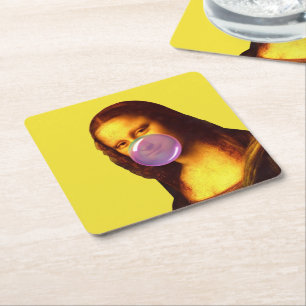 Mona Lisa Chewing gum Bubble Square Paper Coaster