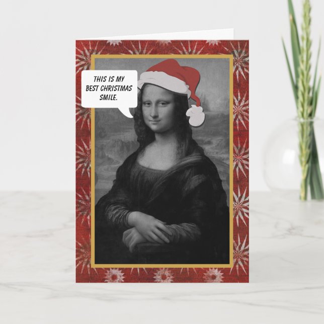 Mona Lisa Christmas Smile Anti Christmas Card (Front)
