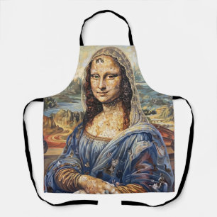 Mona Lisa collage art made with cat faces Apron