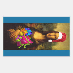 Mona Lisa Comes As Santa Claus Sticker