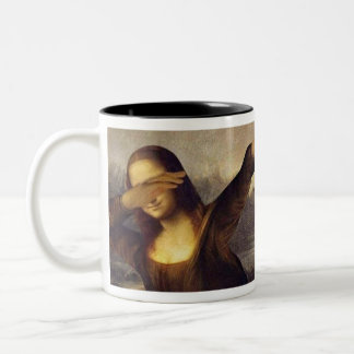 Mona Lisa Dabbing Two-Tone Coffee Mug