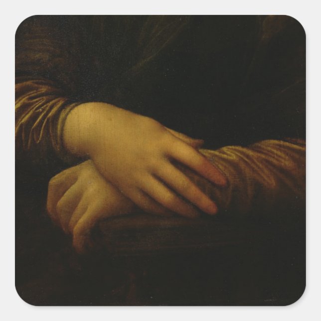 Mona Lisa, detail of her hands, c.1503-06 Square Sticker (Front)
