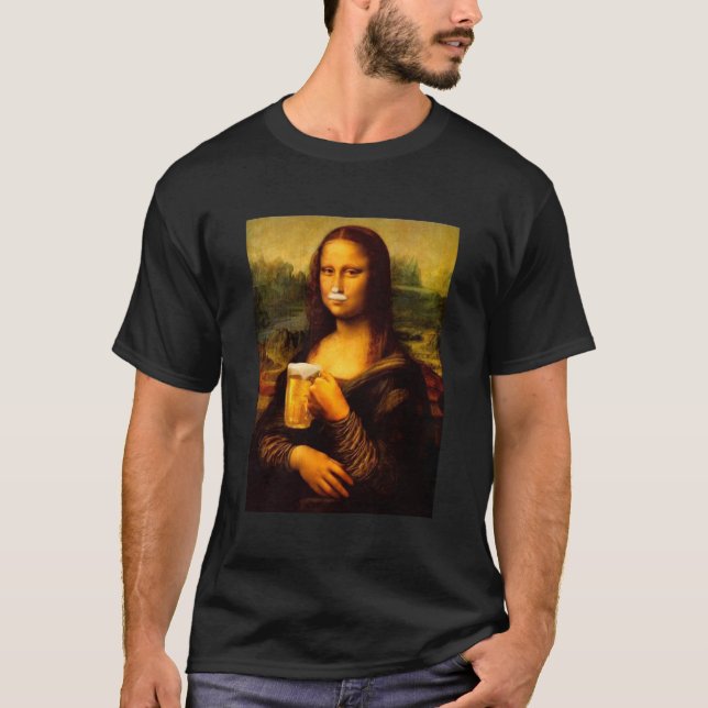 Mona Lisa drinking beer, Beer lover  T-Shirt (Front)