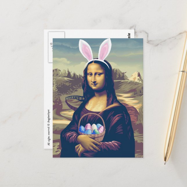 Mona Lisa Easter Postcard (Front/Back In Situ)