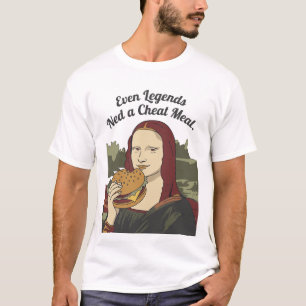 Mona Lisa Eating Burger Funny Classic Art Parody T-Shirt