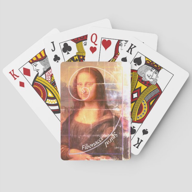Mona Lisa Fibonacci Spiral Custom text Playing Cards (Back)