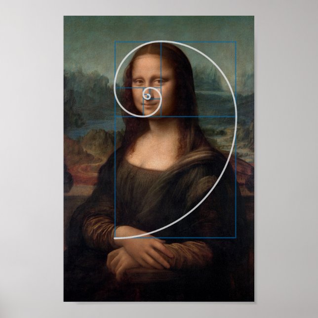 Mona Lisa Fibonacci Spiral Gold Ratio Poster (Front)