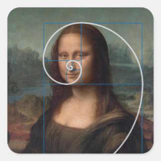 Mona Lisa Fibonacci Spiral Gold Ratio Square Sticker