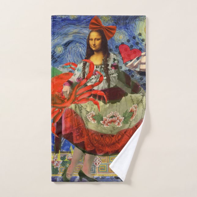 Mona Lisa Fun Zodiac Whimsical  Bath Towel Set (Hand Towel)