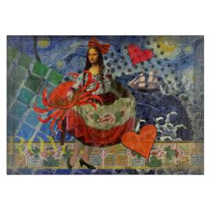 Mona Lisa Fun Zodiac Whimsical  Cutting Board