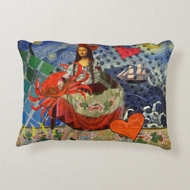 Mona Lisa Fun Zodiac Whimsical  Decorative Pillow (Back)