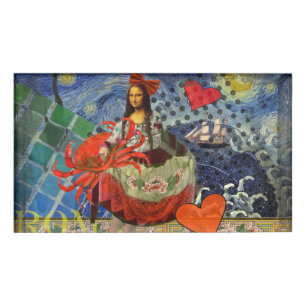 Mona Lisa Fun Zodiac Whimsical  Name Tag