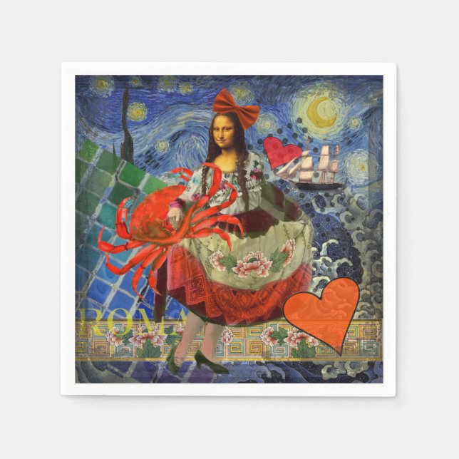 Mona Lisa Fun Zodiac Whimsical  Napkin (Front)