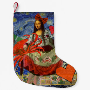 Mona Lisa Fun Zodiac Whimsical Small Christmas Stocking