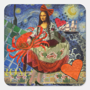Mona Lisa Fun Zodiac Whimsical  Square Sticker