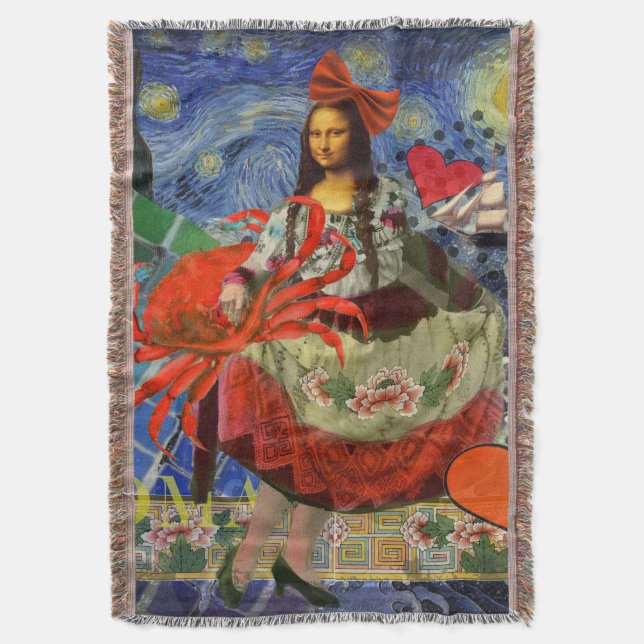 Mona Lisa Fun Zodiac Whimsical  Throw Blanket (Front Vertical)