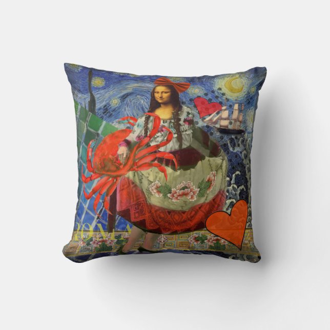 Mona Lisa Fun Zodiac Whimsical  Throw Pillow (Front)