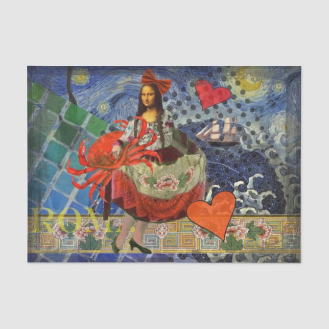 Mona Lisa Fun Zodiac Whimsical  Tissue Paper (Front)