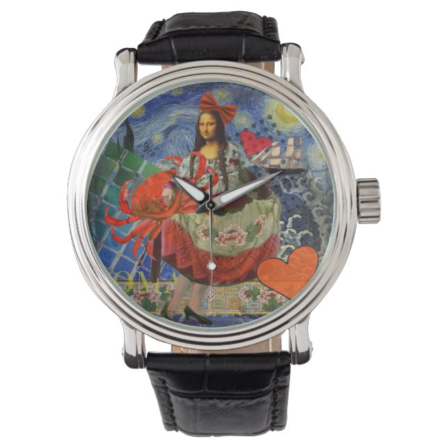 Mona Lisa Fun Zodiac Whimsical  Watch (Front)